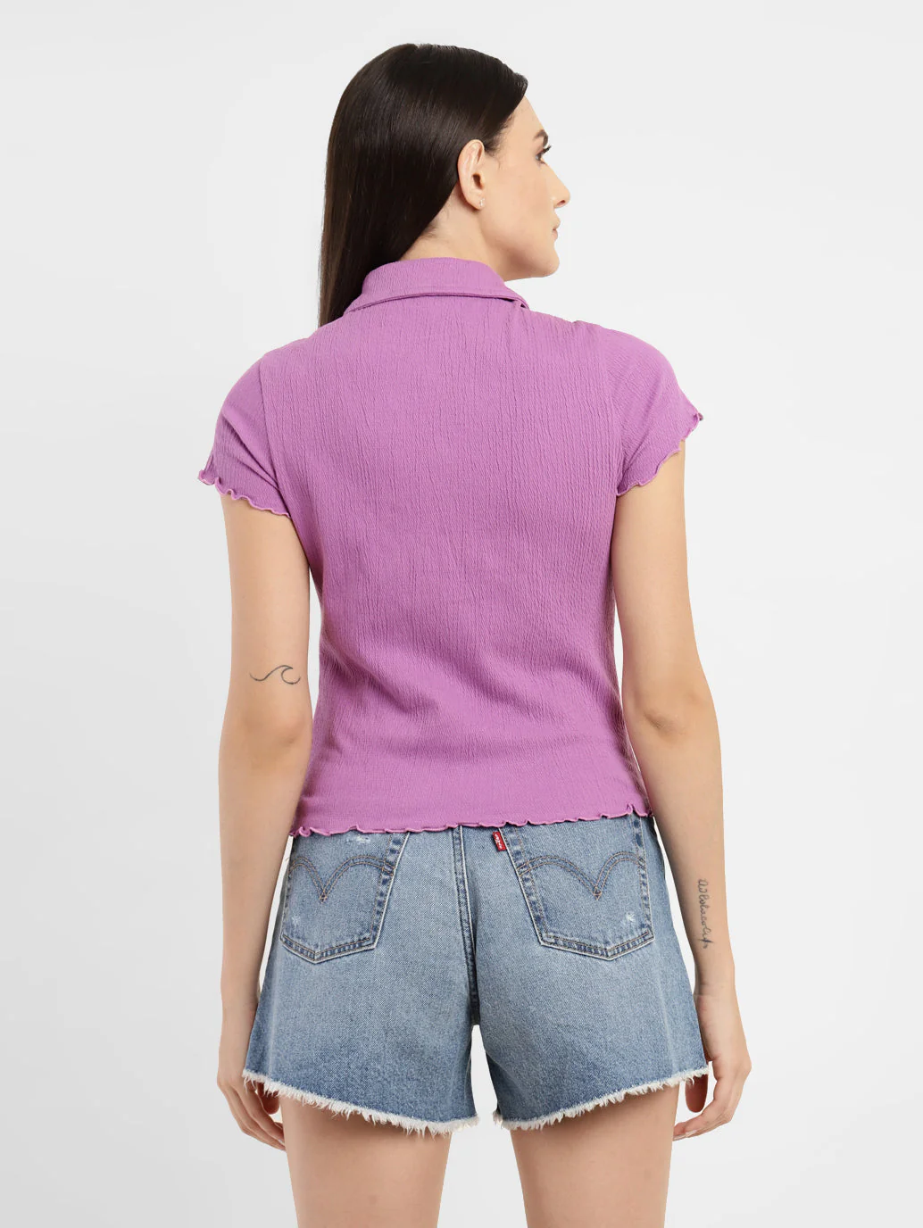 Women's Solid Spread Collar Top - Image 3