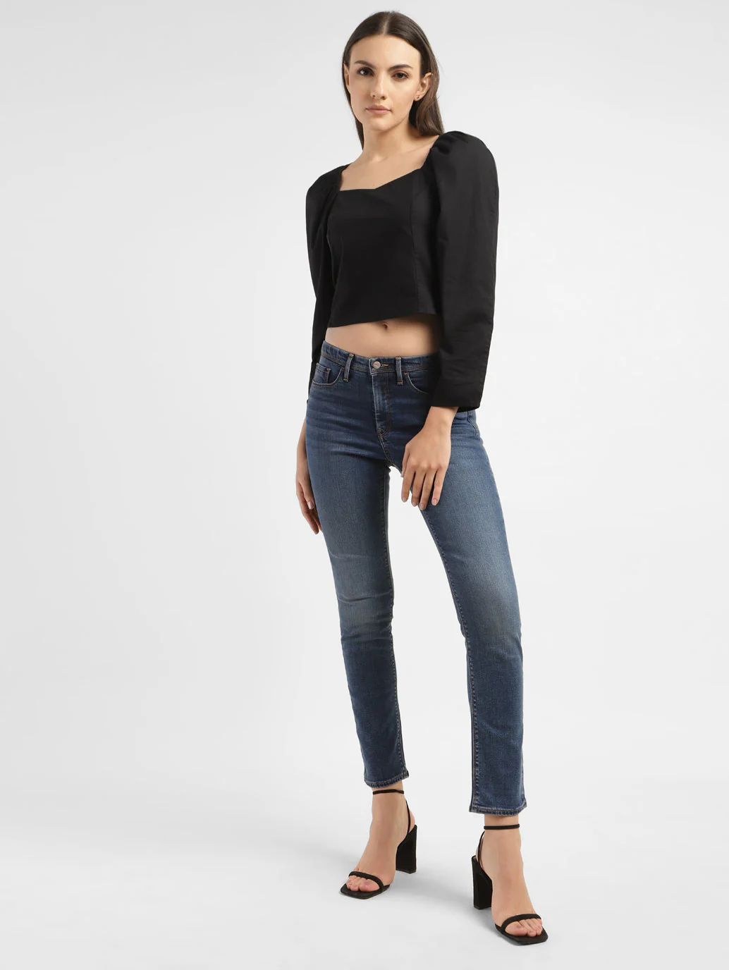 Women's Solid Sweet Heart Neck Top - Image 2