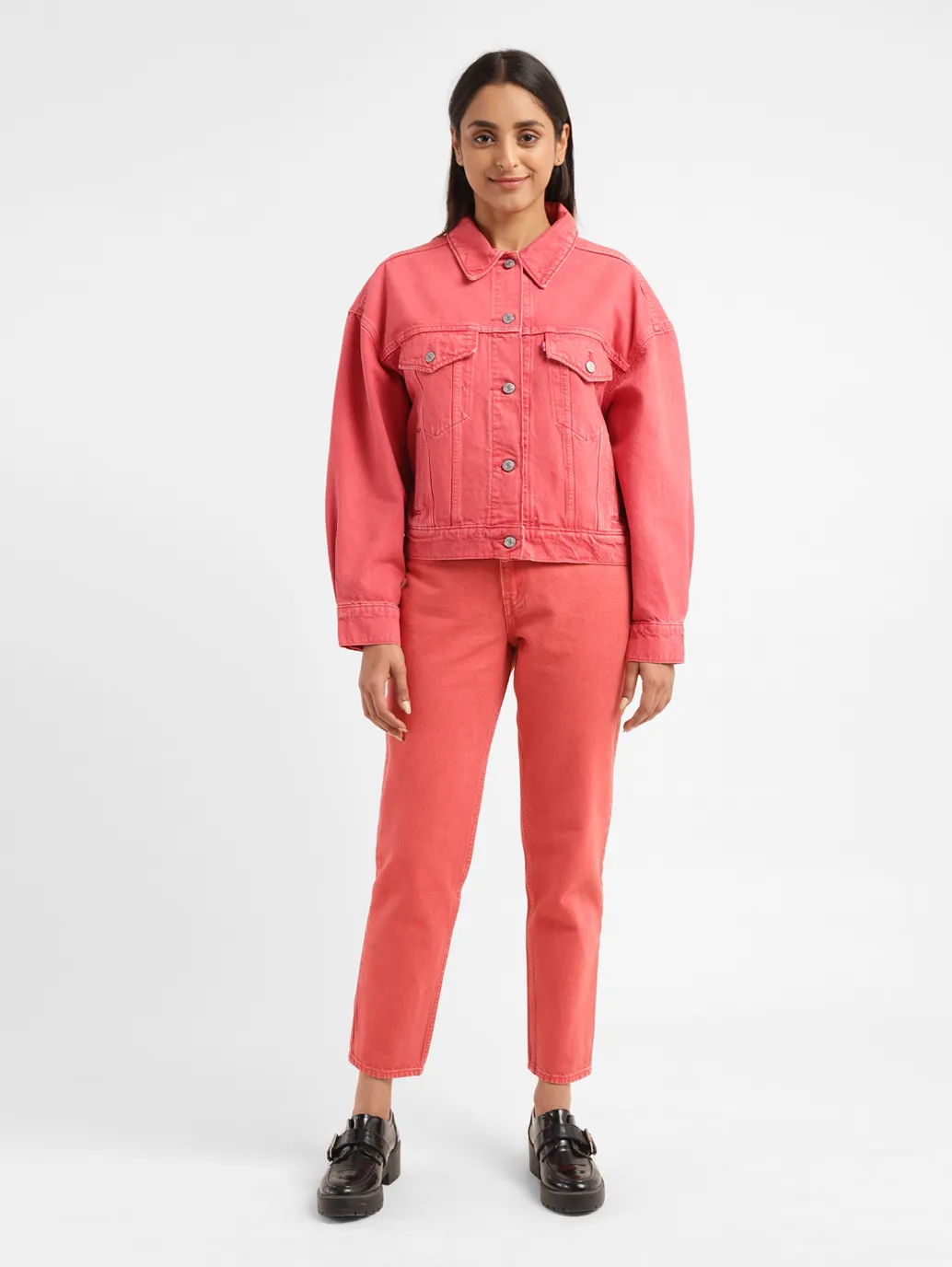 Women's Solid Spread Collar Denim Jacket - Image 6