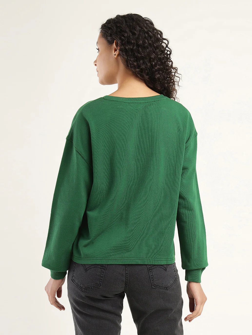 Women's Brand Logo Green Crew Neck Sweatshirt - Image 3