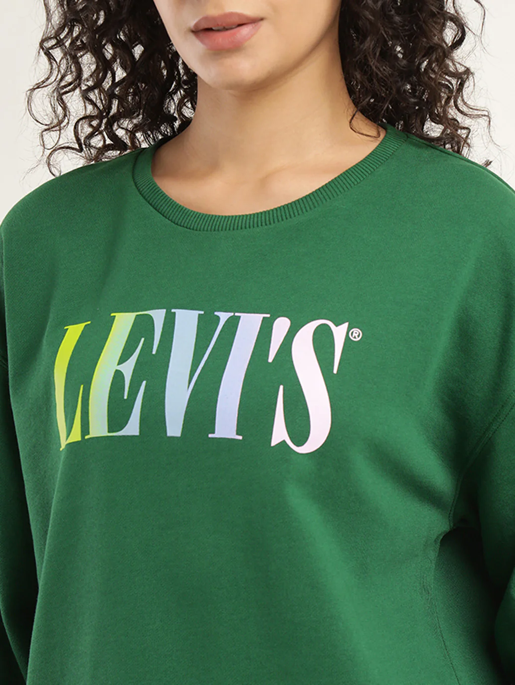 Women's Brand Logo Green Crew Neck Sweatshirt - Image 4
