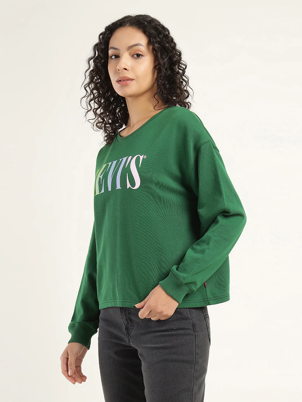 Women's Brand Logo Green Crew Neck Sweatshirt - Image 5