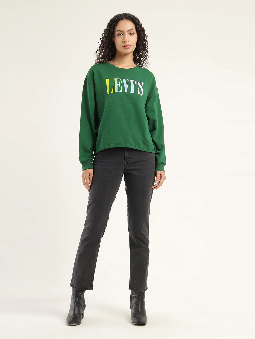 Women's Brand Logo Green Crew Neck Sweatshirt - Image 6