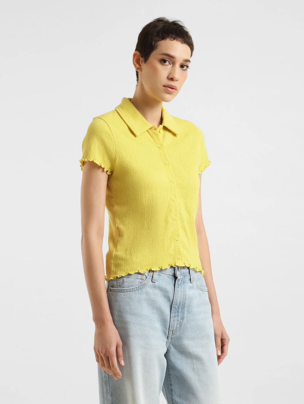 Women's Solid Spread Collar Top - Image 4