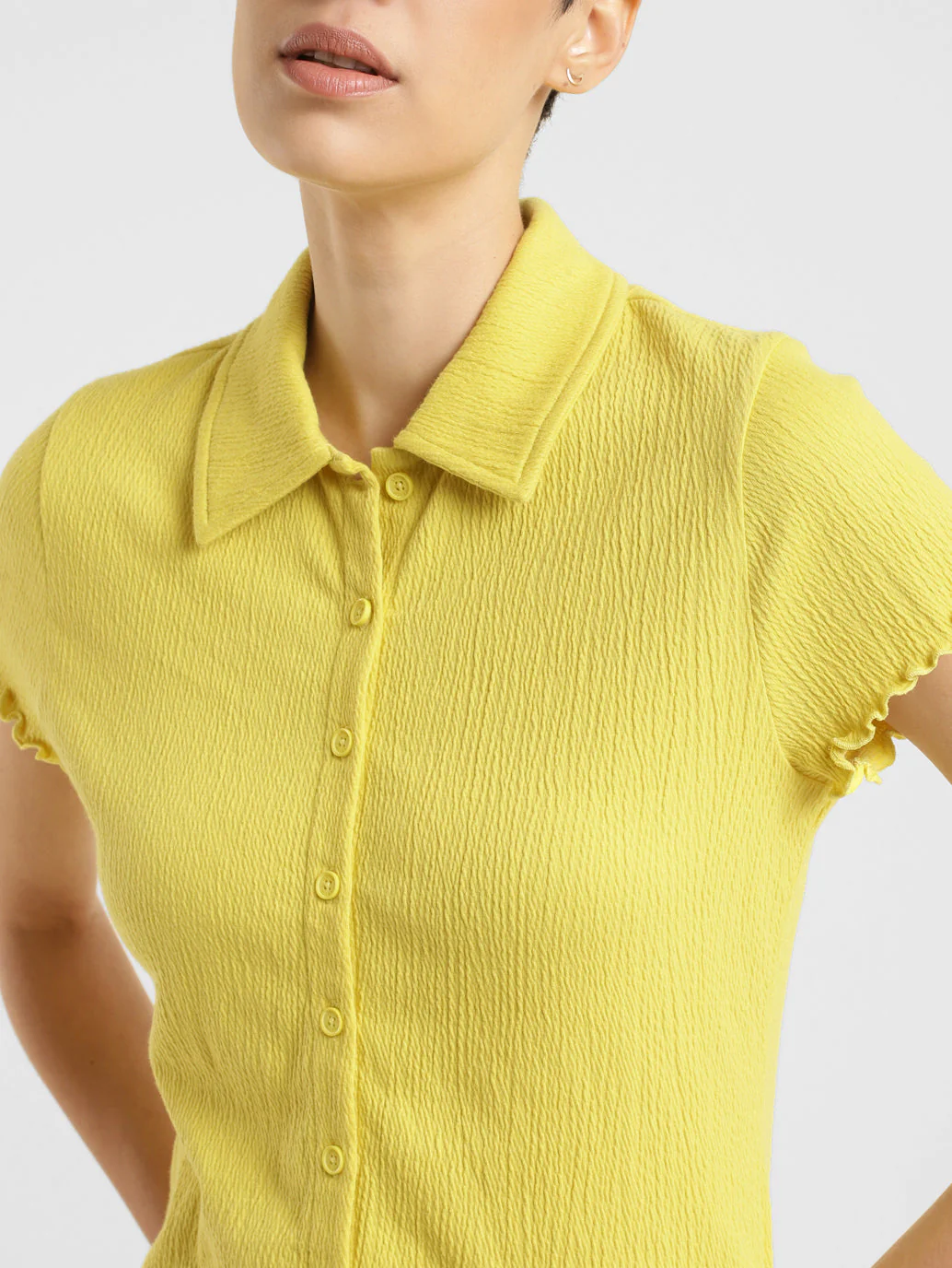 Women's Solid Spread Collar Top - Image 5