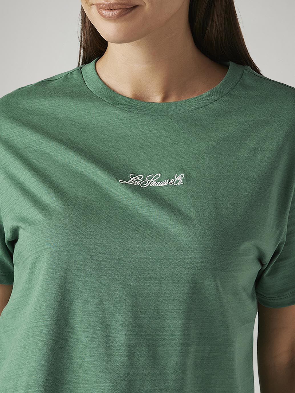 Women's Solid Green Relaxed Fit T-shirt - Image 3