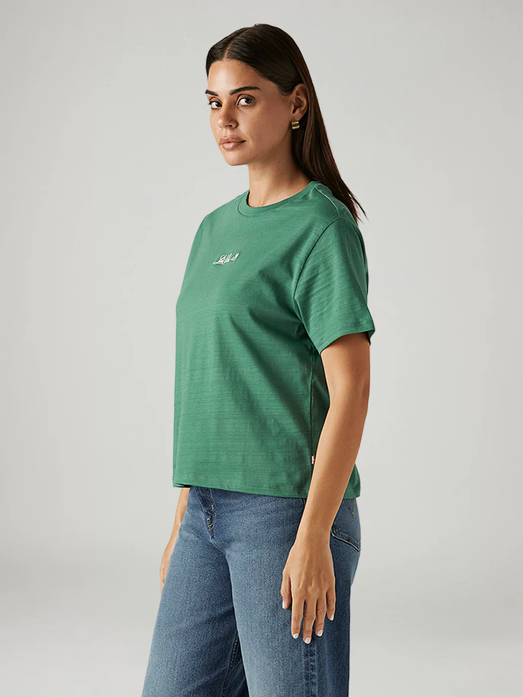 Women's Solid Green Relaxed Fit T-shirt - Image 4