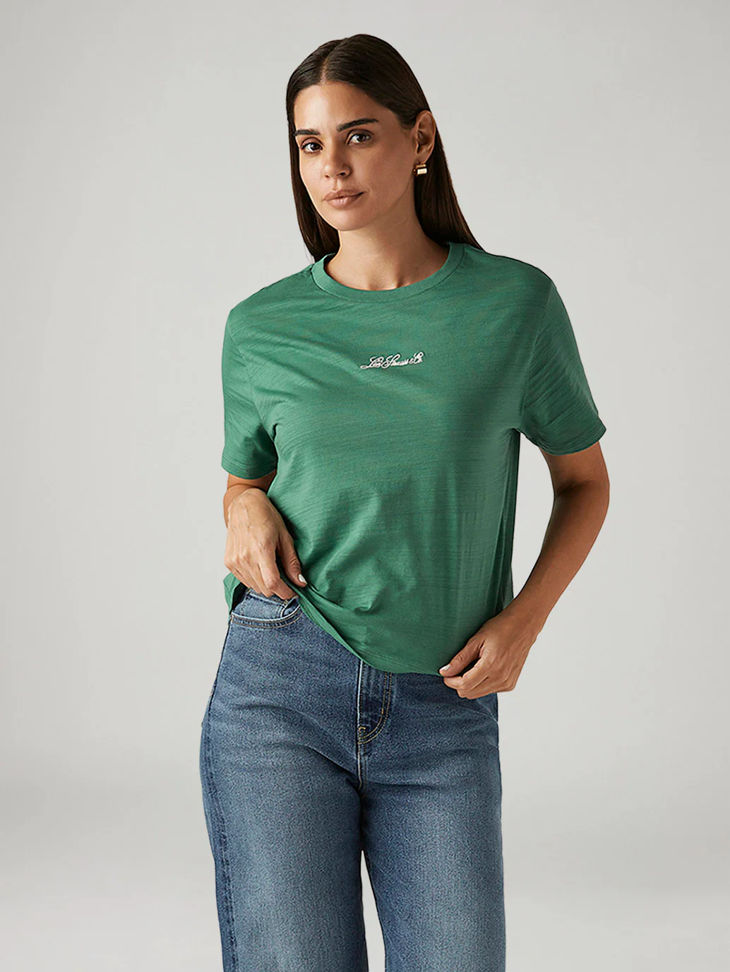 Women's Solid Green Relaxed Fit T-shirt - Image 5