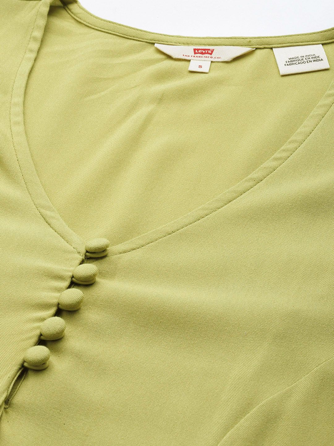 Women's Solid Green V Neck Dresses - Image 2