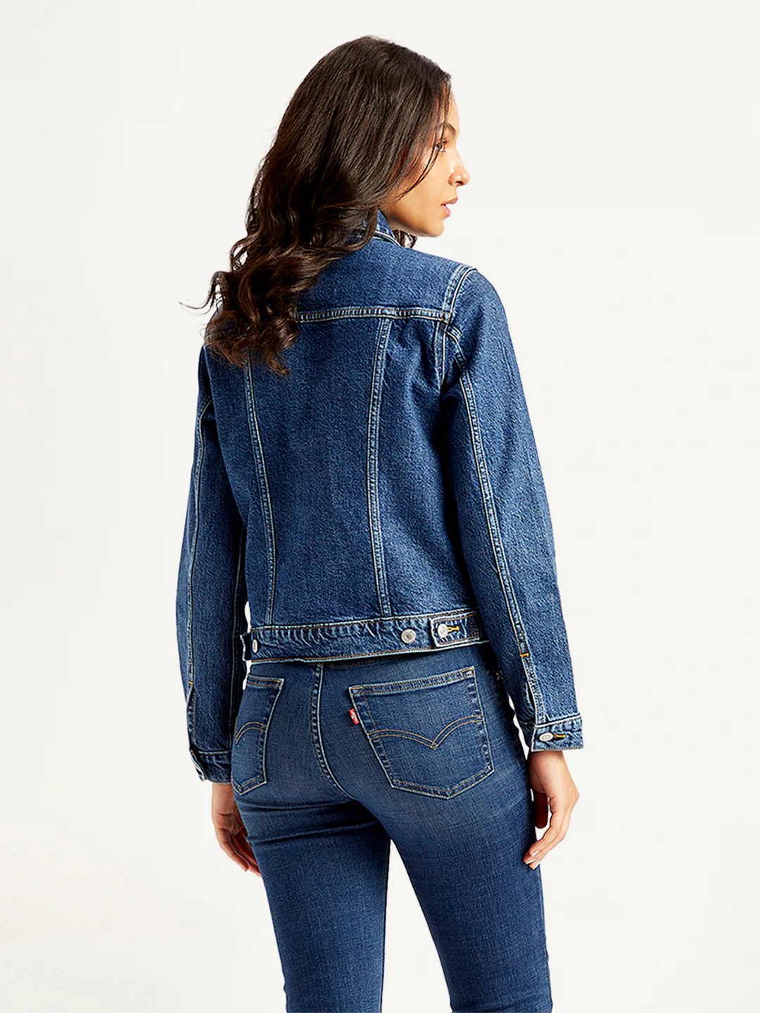 Women's Solid Indigo Spread Collar Jacket - Image 3