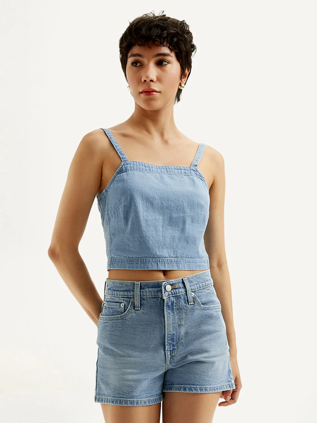 Women's Solid Light Blue Denim Cami Top - Image 4