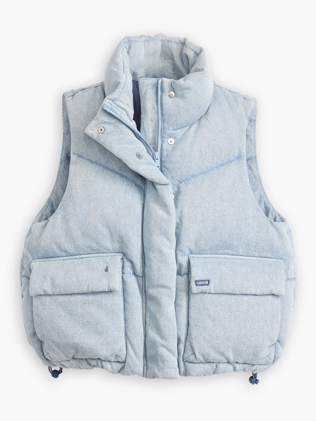 Women's Solid Light-Blue Gilet Jacket - Image 4