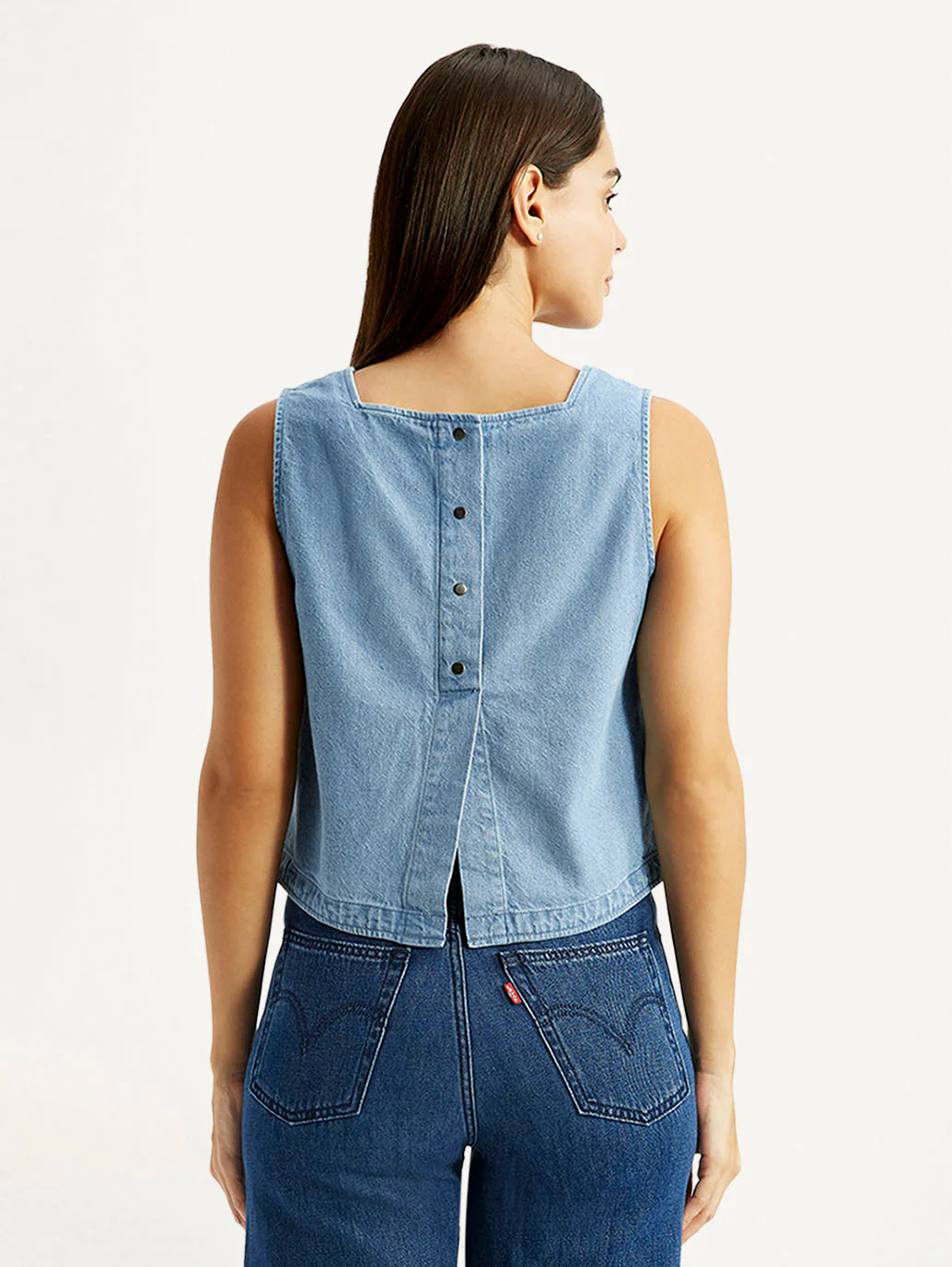 Women's Solid Light Blue Square Neck Top - Image 3