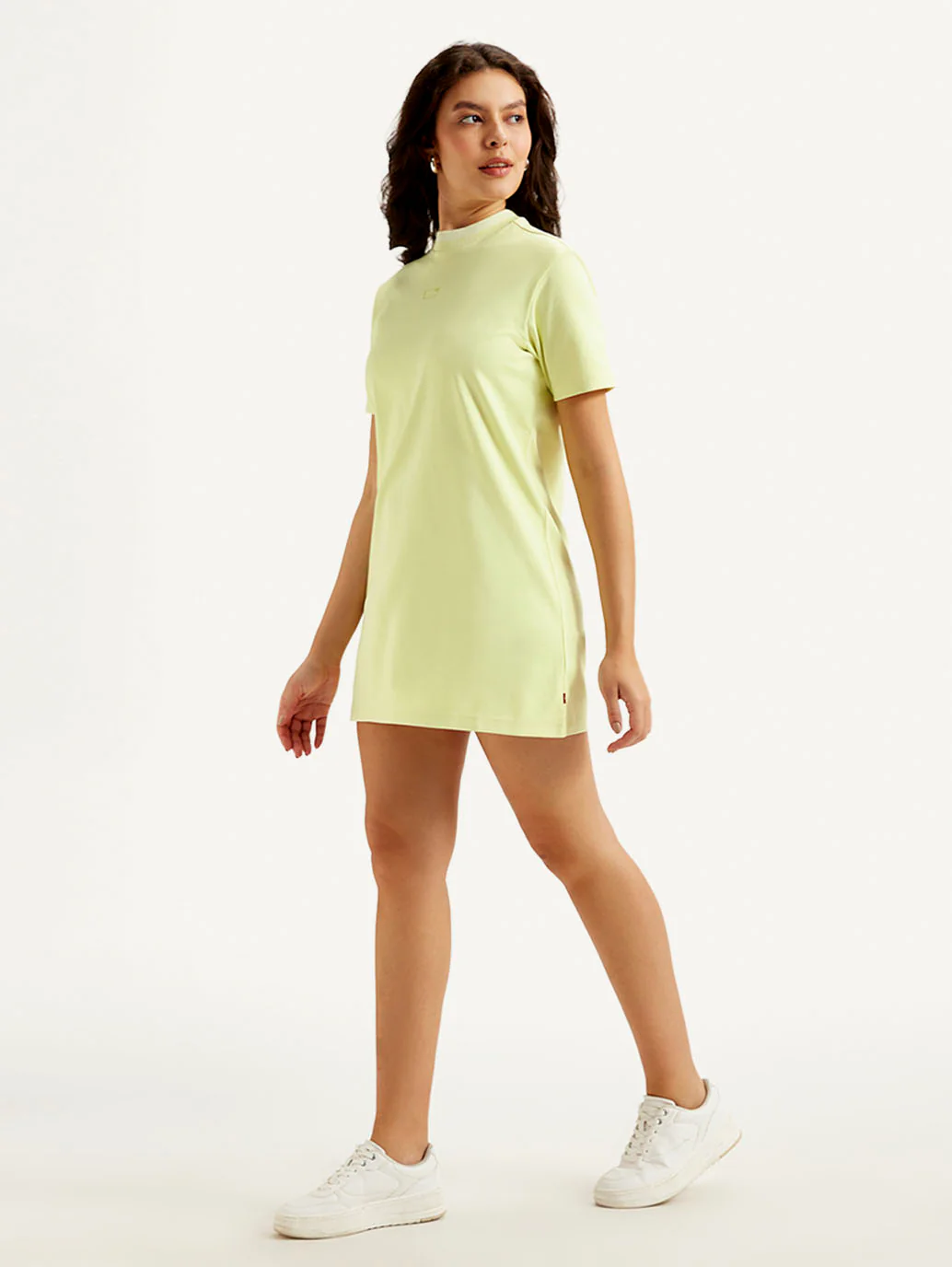Women's Solid Light Green Crew Neck Dress - Image 5