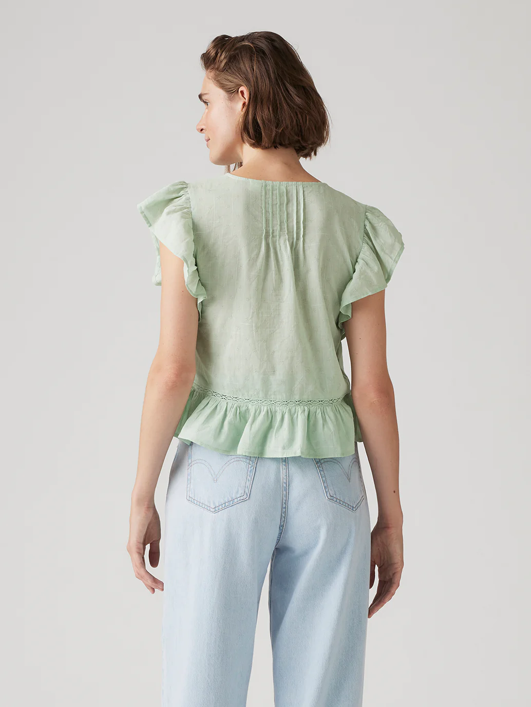 Women's Solid Green V-Neck Top - Image 2