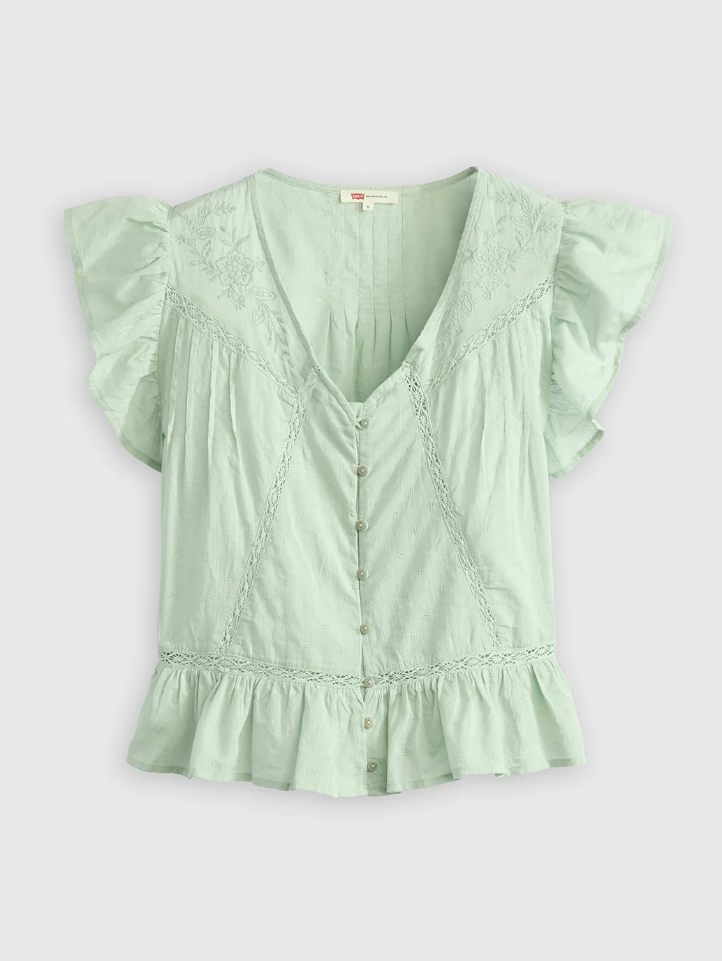 Women's Solid Green V-Neck Top - Image 4