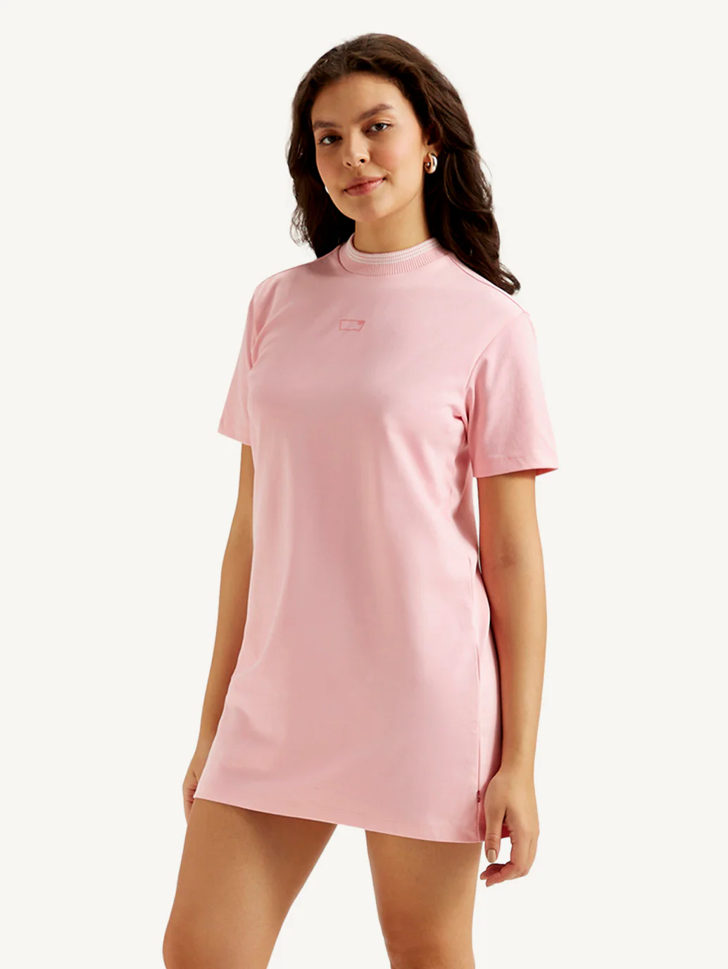 Women's Solid Light Pink Crew Neck Dress - Image 5