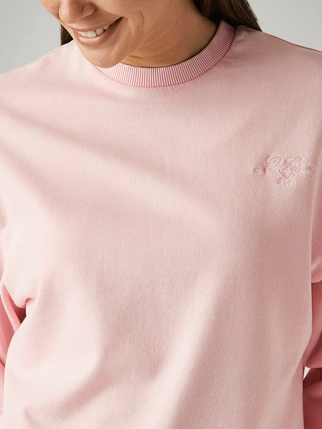 Women's Solid Light Pink Crew Neck Sweatshirt - Image 3