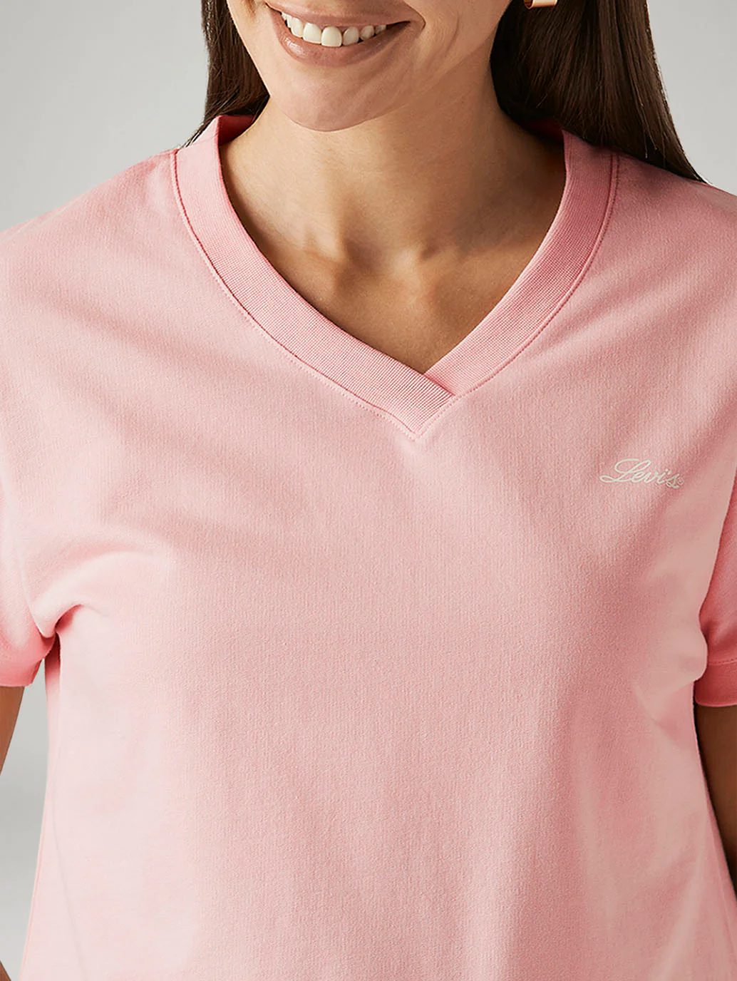 Women's Solid Light Pink Relaxed Fit T-shirt - Image 3