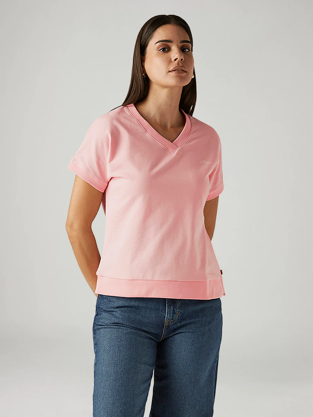 Women's Solid Light Pink Relaxed Fit T-shirt - Image 5