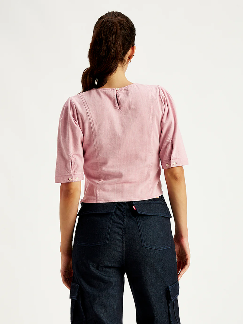 Women's Solid Light-Pink Round Neck Top - Image 5