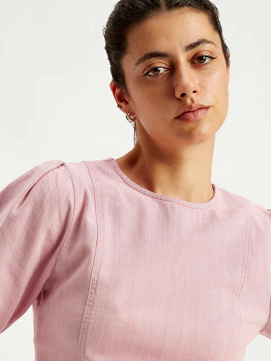 Women's Solid Light-Pink Round Neck Top - Image 6