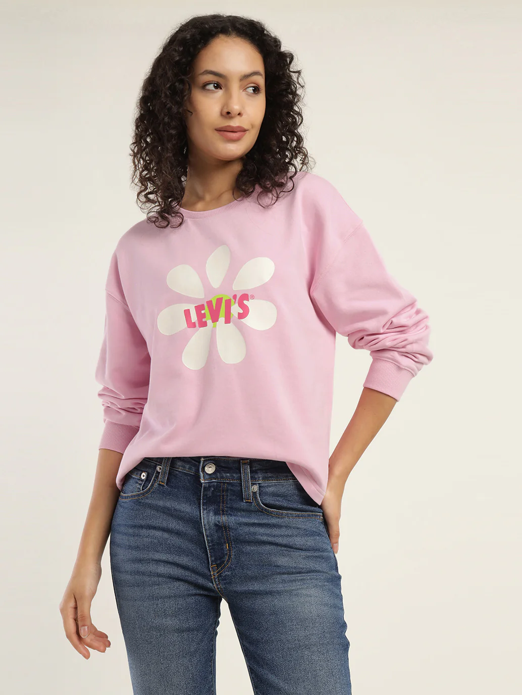 Women's Graphic Pink Crew Neck Sweatshirt