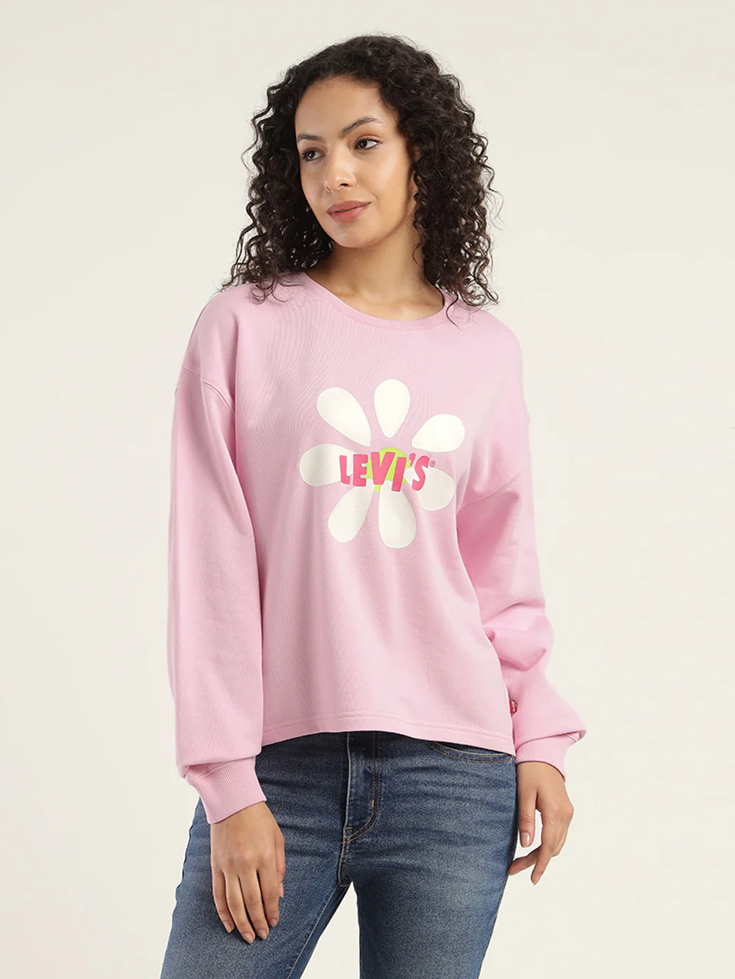 Women's Graphic Pink Crew Neck Sweatshirt - Image 2