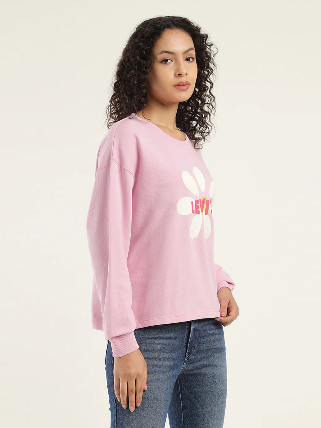 Women's Graphic Pink Crew Neck Sweatshirt - Image 5