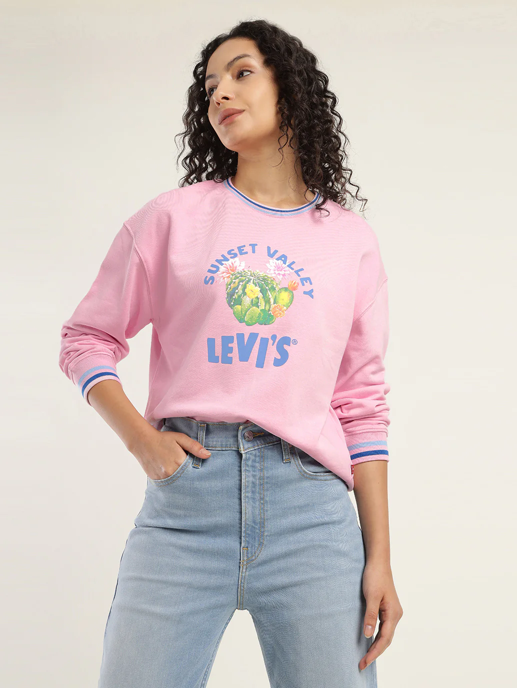 Women's Graphic Pink Crew Neck Sweatshirt