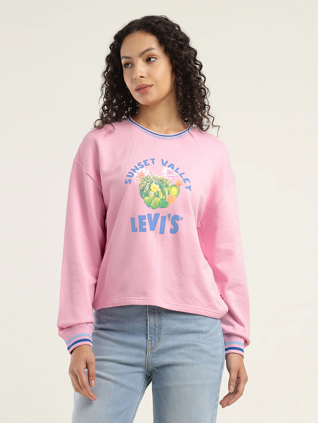 Women's Graphic Pink Crew Neck Sweatshirt - Image 2