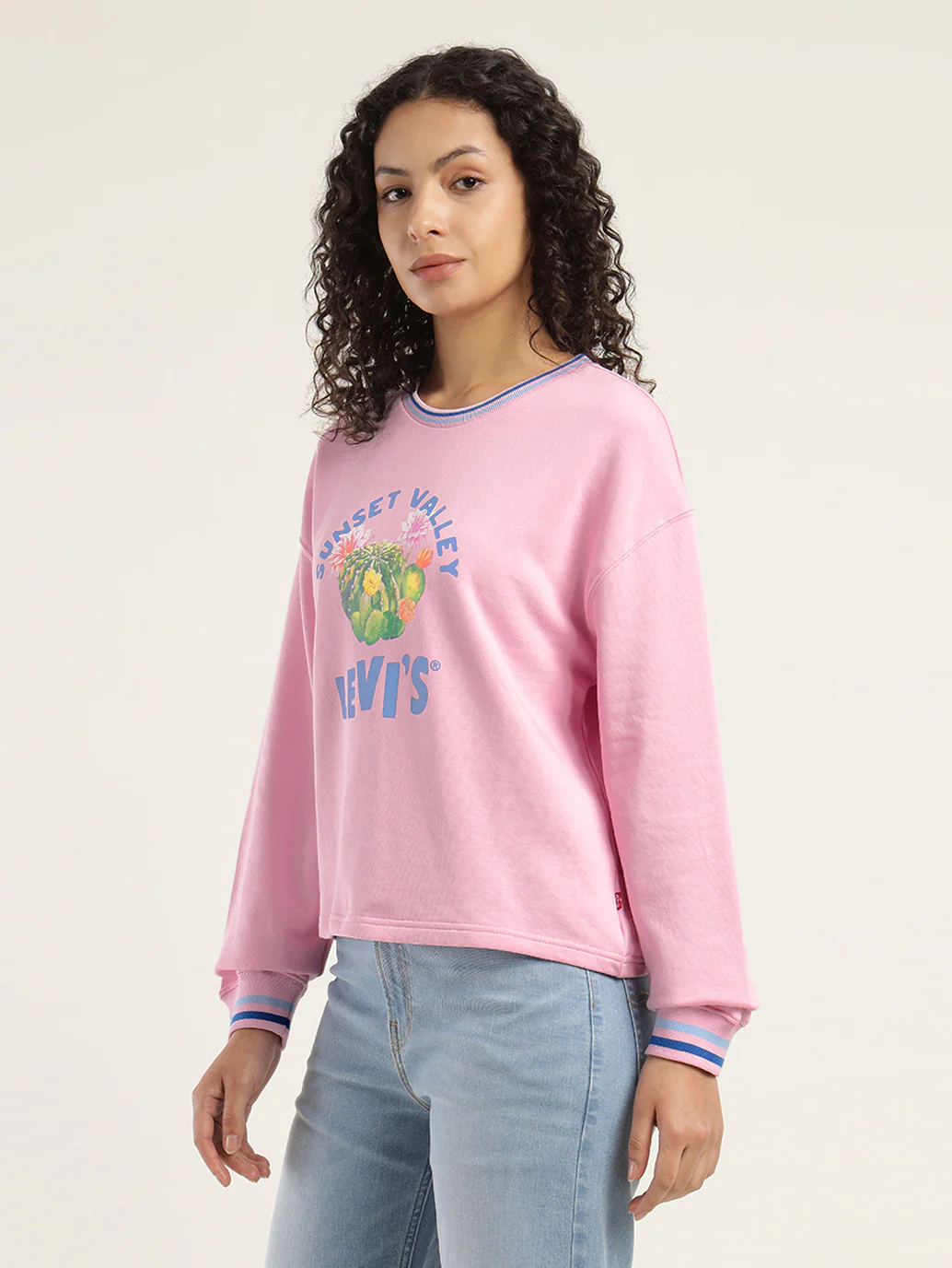 Women's Graphic Pink Crew Neck Sweatshirt - Image 5