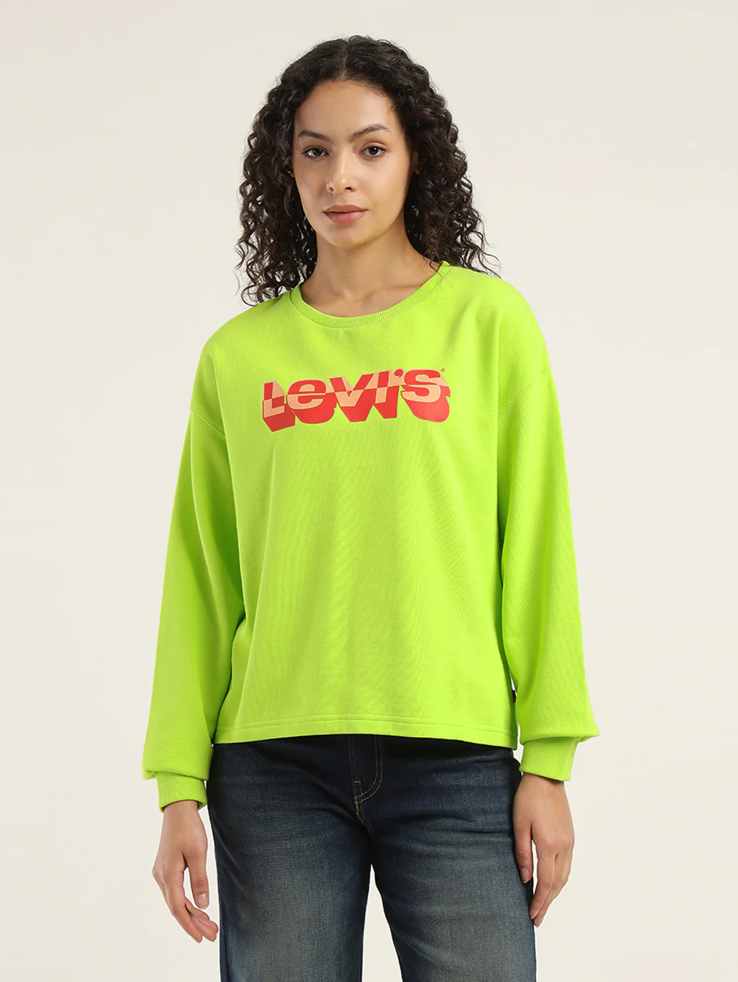 Women's Brand Logo Green Crew Neck Sweatshirt - Image 2