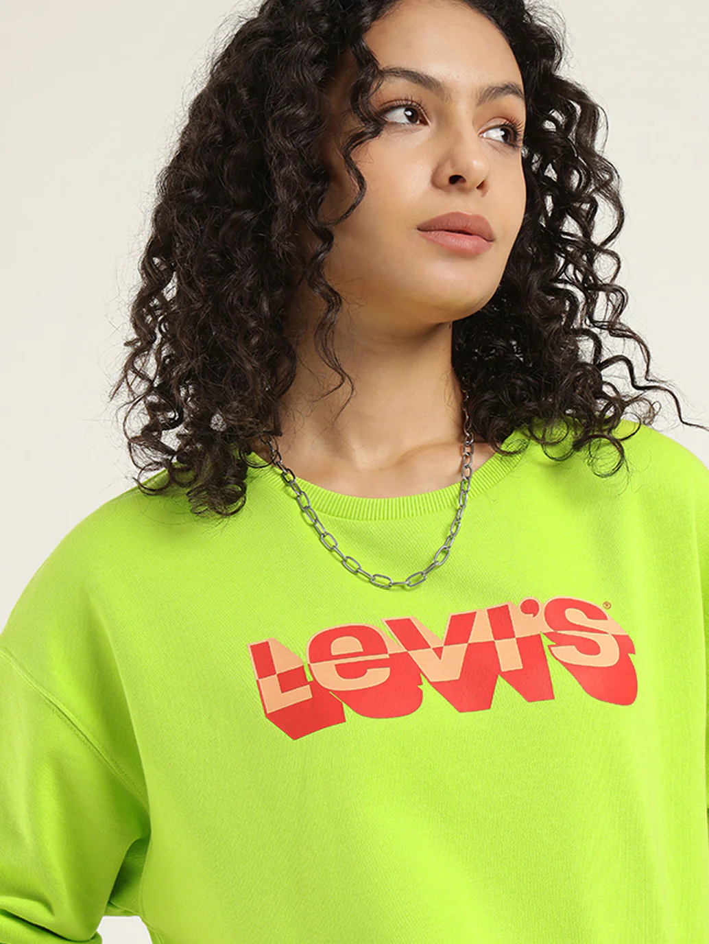 Women's Brand Logo Green Crew Neck Sweatshirt - Image 4