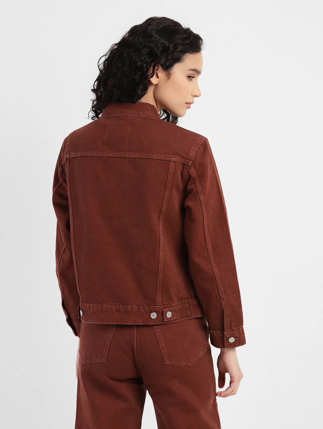 Women's Solid Spread Collar Denim Jacket - Image 3