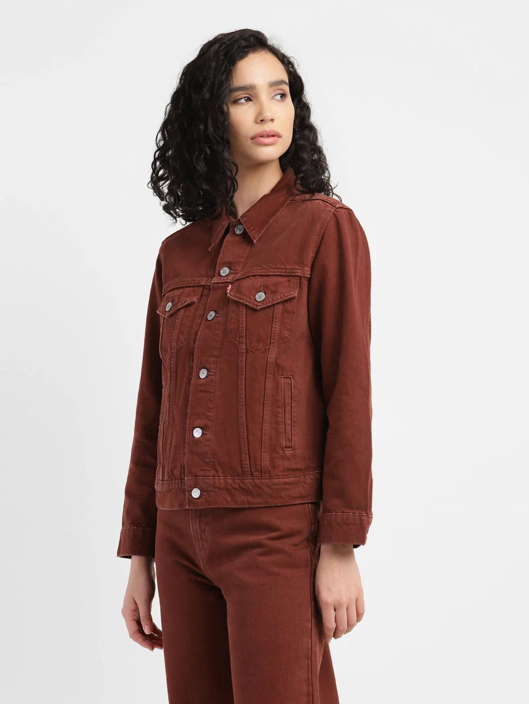 Women's Solid Spread Collar Denim Jacket - Image 4