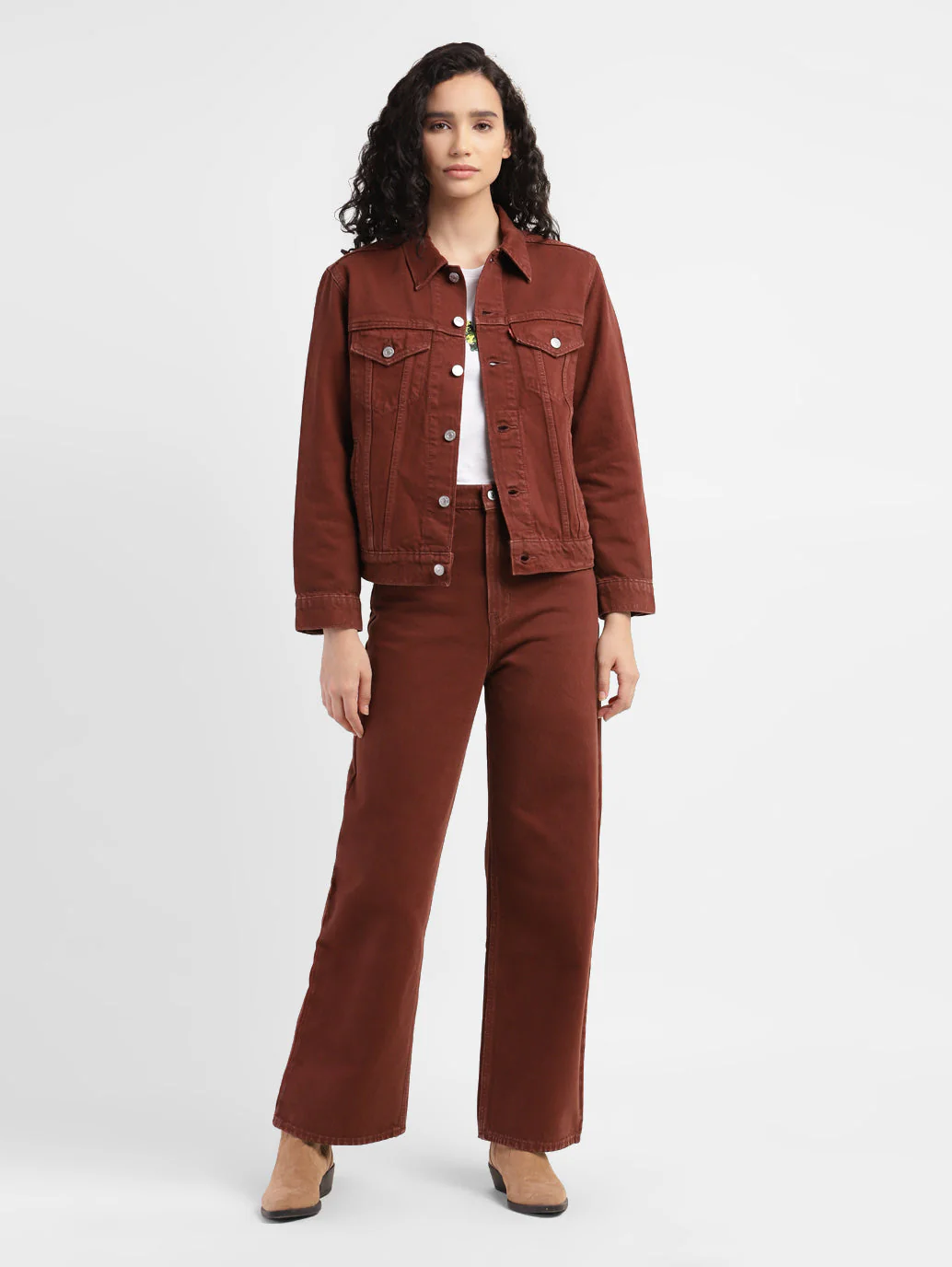 Women's Solid Spread Collar Denim Jacket - Image 5