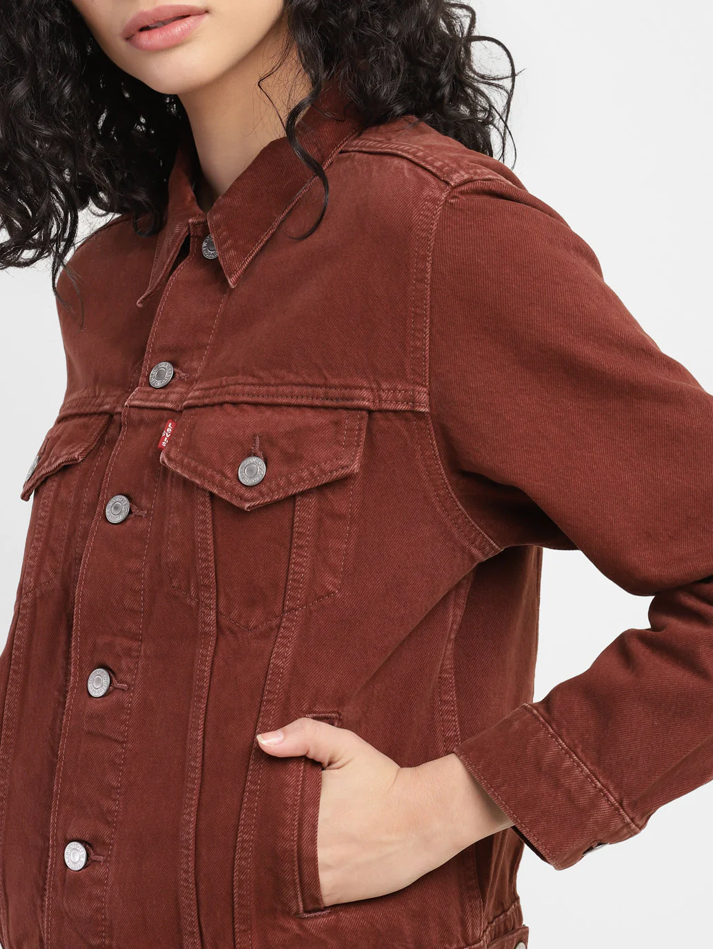 Women's Solid Spread Collar Denim Jacket - Image 6