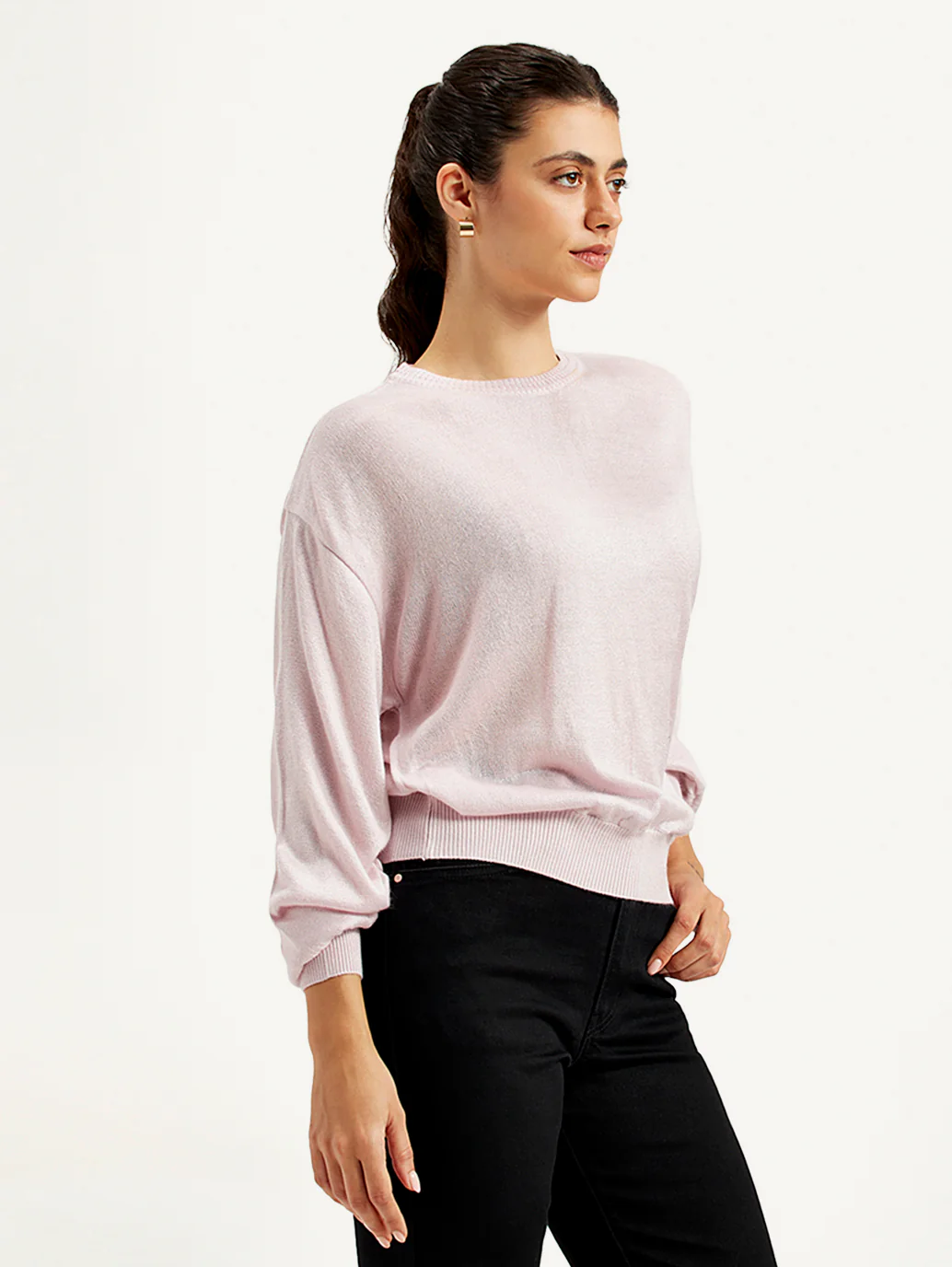 Women's Solid Crew Neck Sweater - Image 5