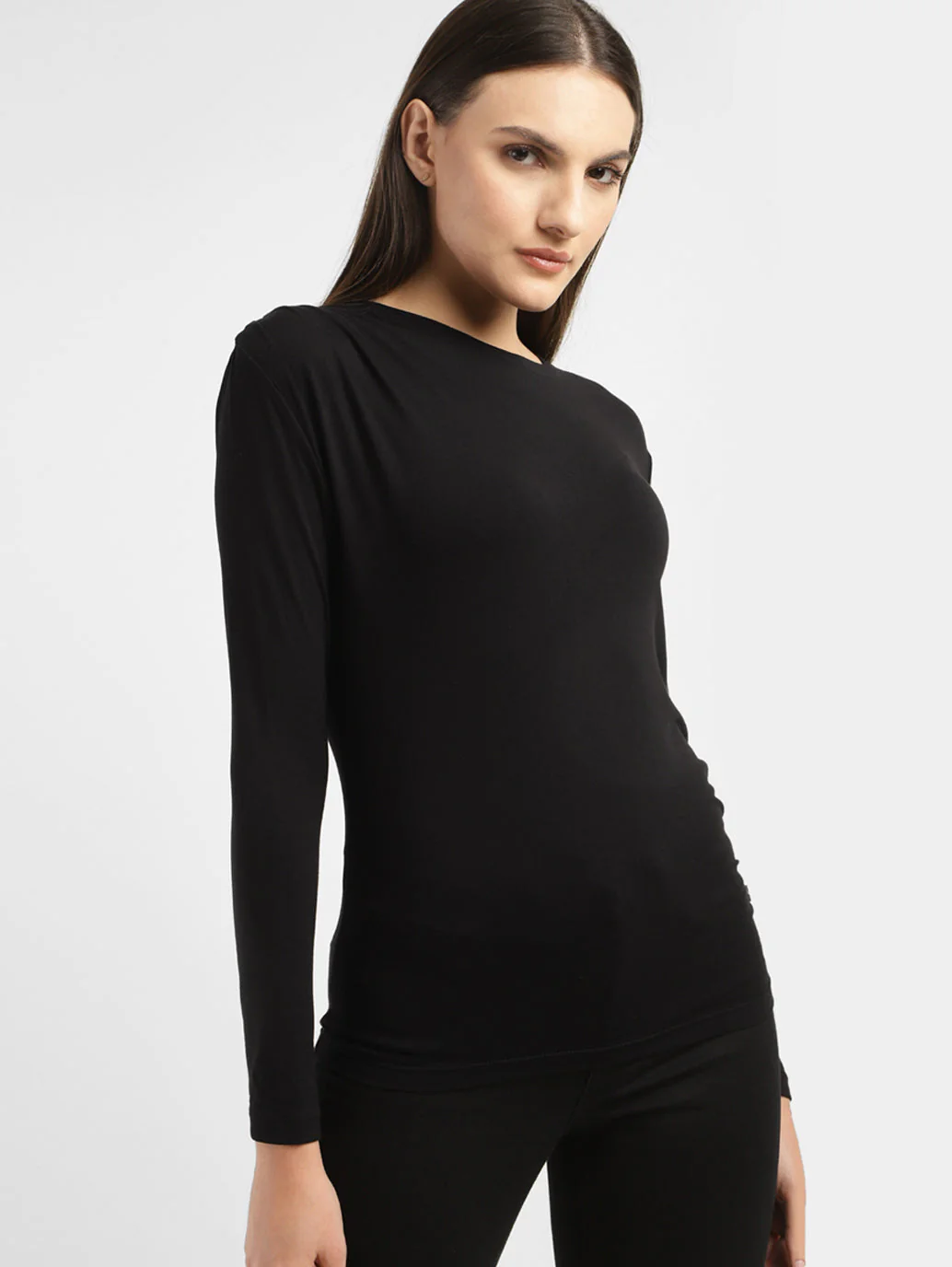 Women's Solid Asymmetrical Neck Top - Image 2