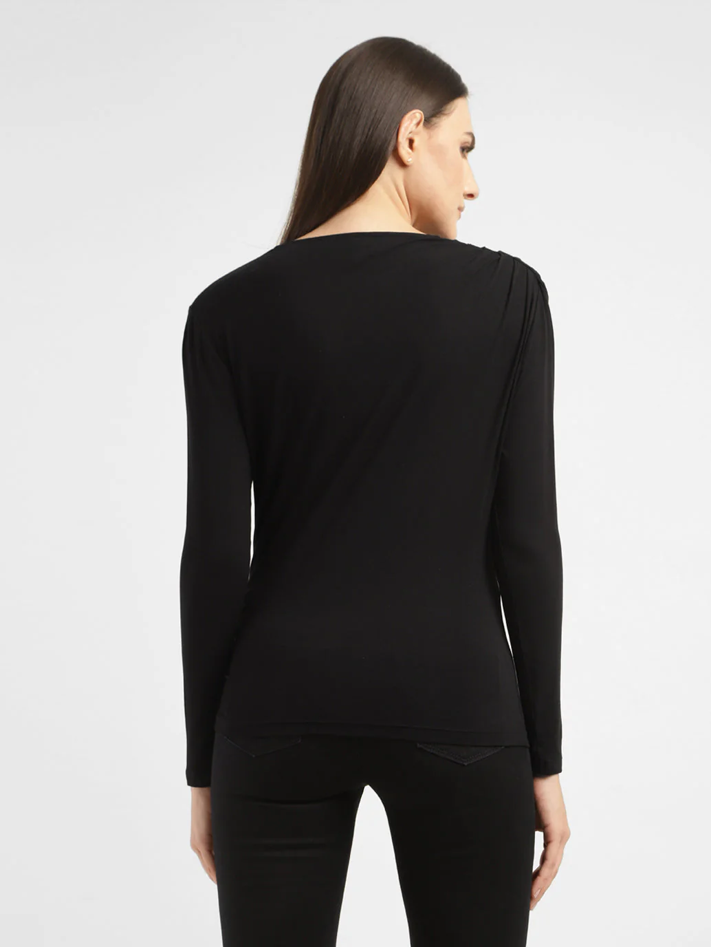 Women's Solid Asymmetrical Neck Top - Image 3