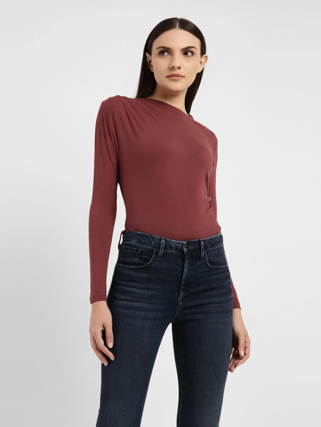 Women's Solid Asymmetrical Neck Top - Image 2