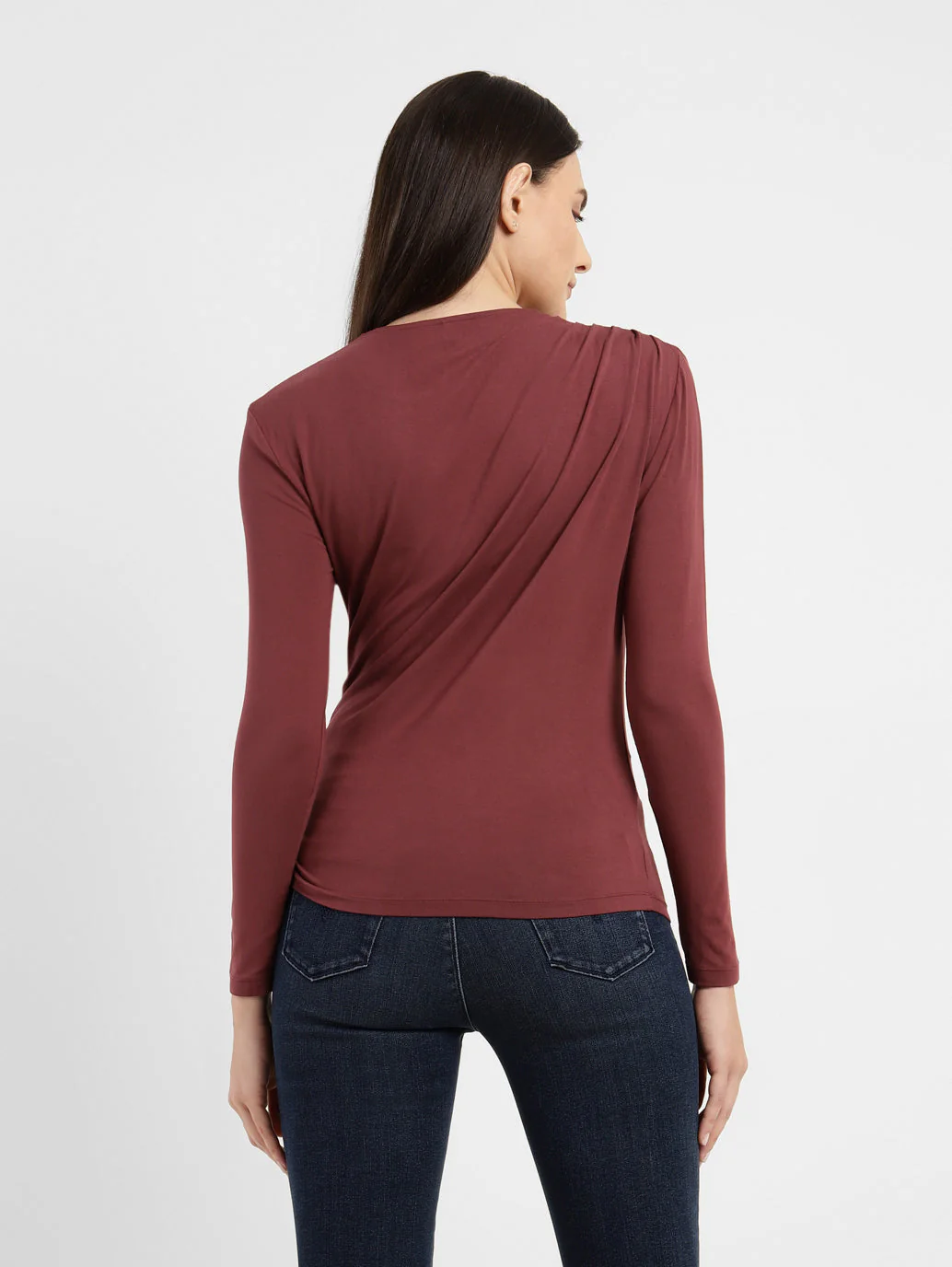Women's Solid Asymmetrical Neck Top - Image 3