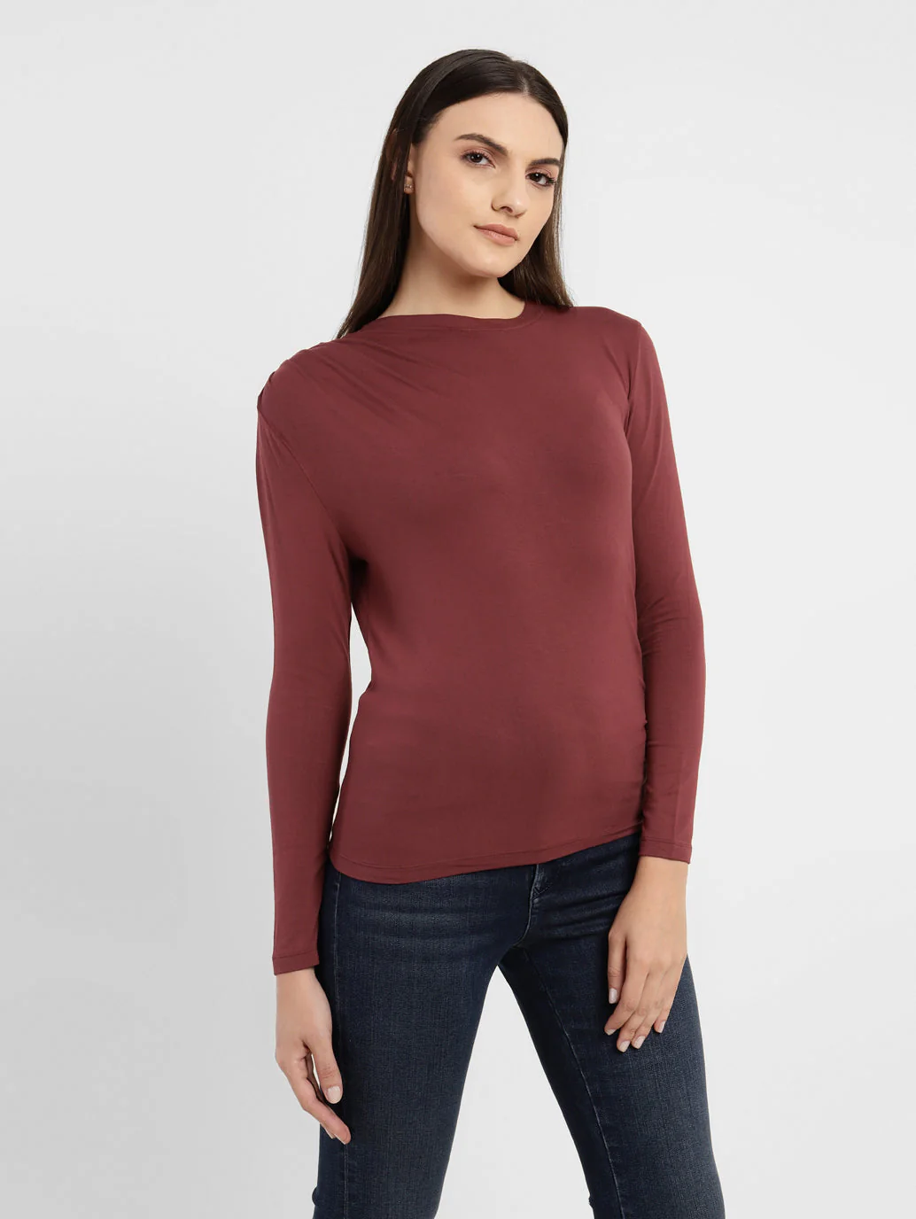 Women's Solid Asymmetrical Neck Top - Image 4