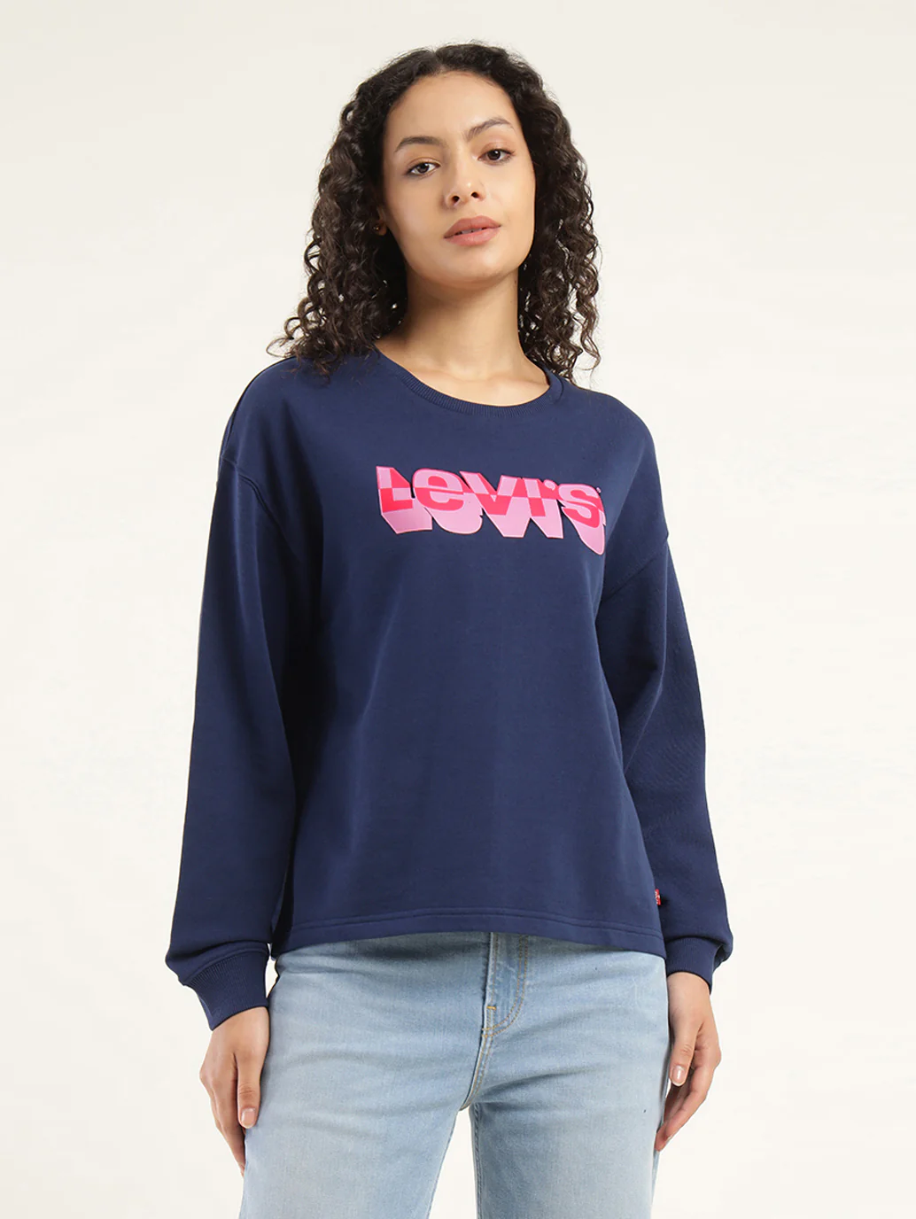 Women's Brand Logo Navy Crew Neck Sweatshirt - Image 2