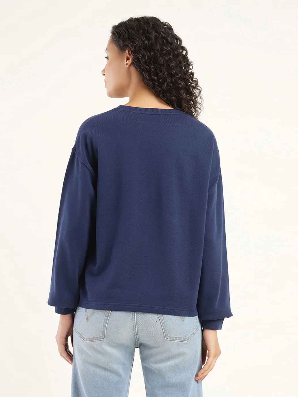Women's Brand Logo Navy Crew Neck Sweatshirt - Image 3