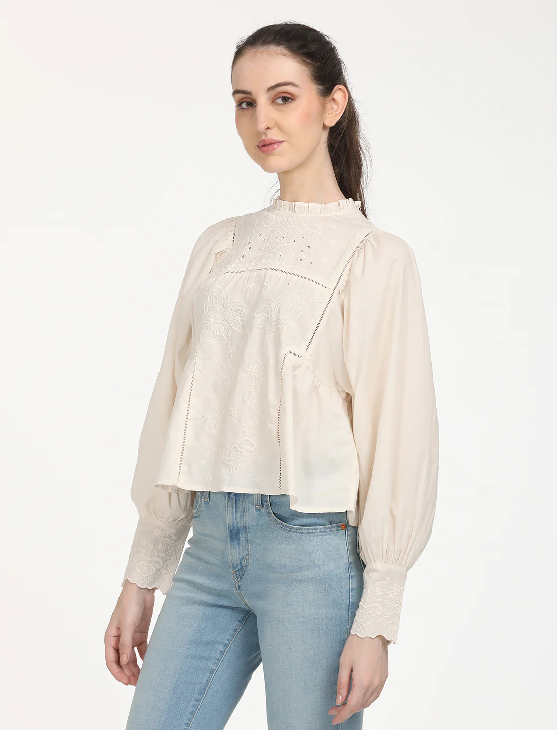Women's Solid Off-White Top - Image 2