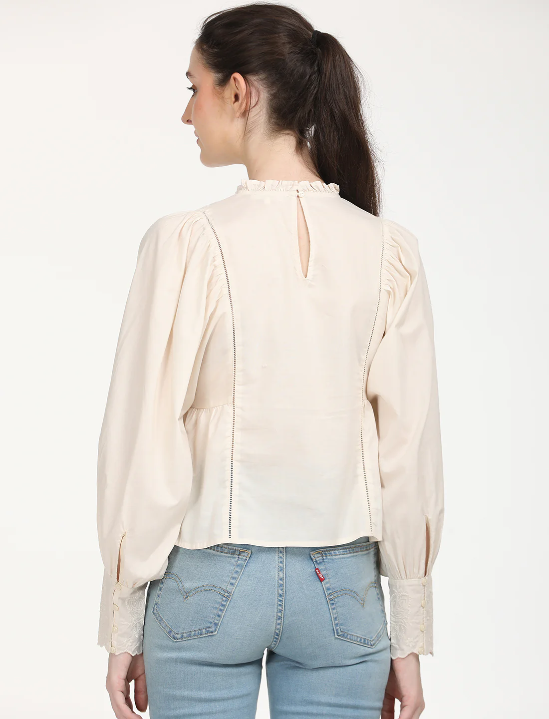Women's Solid Off-White Top - Image 3