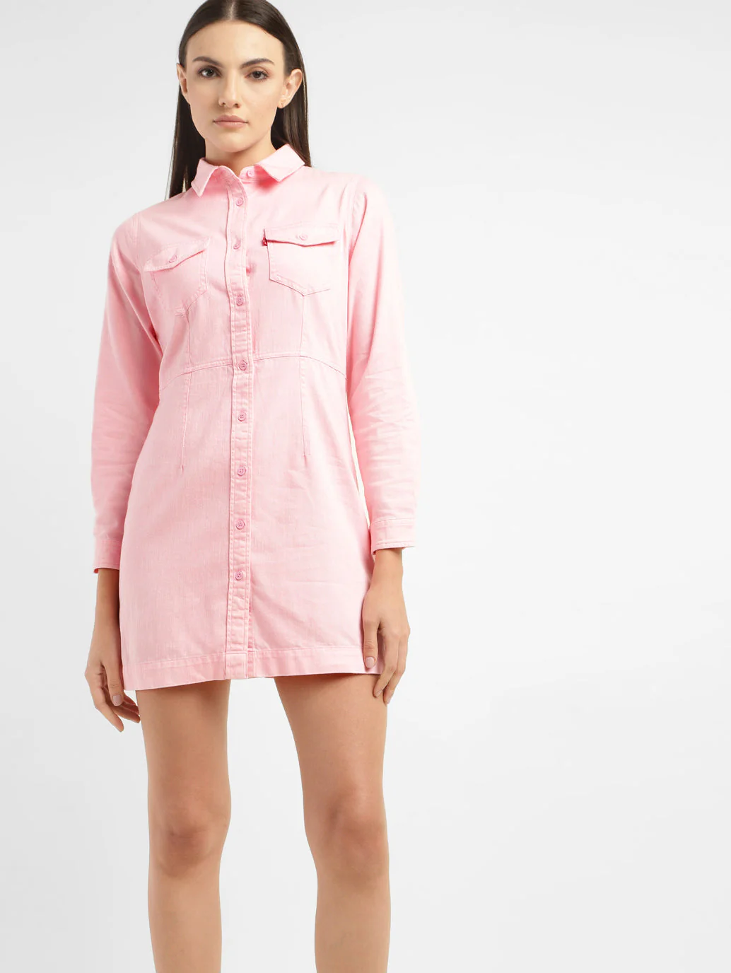 Women's Solid Spread Collar Dress - Image 2