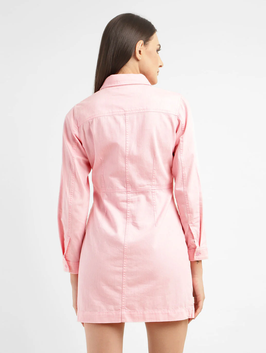 Women's Solid Spread Collar Dress - Image 3